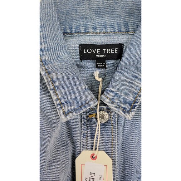 Love Tree Denim Jacket The Daisy Short Button Pockets Womens Med New Tags - Picture 6 of 9